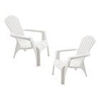 Fauteuil Adirondack résine polypropylène Wilsa Garden - Blanc - 2 Fauteuils Adirondack