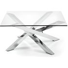 Table Basse - KAVE HOME - Kamido - Pieds en acier chromé - Plateau en verre trempé - Blanc et transparent