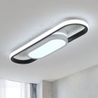 DELIPOP Plafonnier LED moderne 24W 6500K Ovale Lampe de Plafond Noir+Blanc pour salon chambre couloir balcon,Lumière