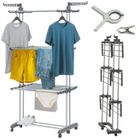 FACILITYS Séchoir à Linge Pliable DRYFOLD 4 Niveaux - 16 m d'étendage, 20 pinces fournis, 6 roulettes - Etendoir à linge Stable