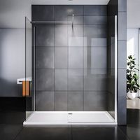 SIRHONA Paroi de douche à l’italienne 70 x 70 x 190 cm porte douche avec 8mm verre NANO transparent 2 porte + 2 barre de fixation
