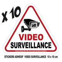 adhesif stickers vidéosurveillance video surveillance camera autocollant 10x10 cm lot 10 stickers