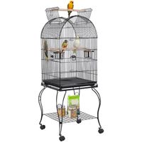 Grande Cage Oiseaux avec Toit Ouvrable Volière à Roulettes pour Canaries Perroquet Perruches Cockatiels, 59 x 59 x 150 cm Yaheetech