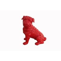 Bulldog assis en polyrésine rouge, 30x20x34 cm - 50221011410484