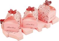 30PCS Boîtes à Dragées pour Mariage Baptême Fête, Contenant Dragées en Papier avec Motif à Fleurs et Papillon - Rose