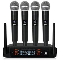 Système de microphone sans fil UHF,4 micros dynamiques à main,4x1200mAh,récepteur aste pour karaoké,PA,DJ - 4mic 18650 battery 4[A]