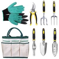 Kit de jardinage en aluminium - SODIAL - 8 outils à main inclus - Poignées ergonomiques - Vert