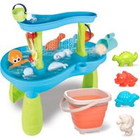 Table à eau et à sable pour enfants - ZGEER - Table à eau à 2 niveaux - 23 accessoires - Bleu