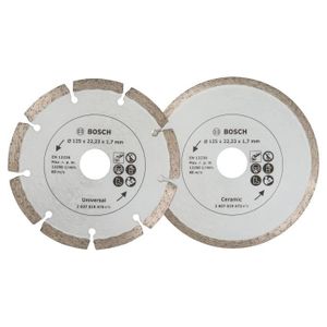 ACCESSOIRE MACHINE Disques diamants BOSCH pour carrelage et matériaux de construction - 2 disques Ø 125mm