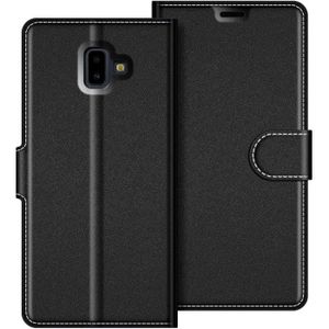 Obesky Coque pour Galaxy J4 Plus 2018 Noir Etui en Cuir PU Premium Portefeuille de Protection Ultra Mince avec Porte-Carte Fonction Support et Magn/étique /à Rabat pour Samsung Galaxy J4 Plus 2018