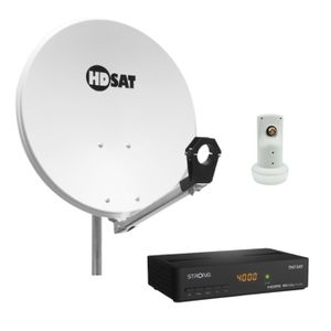Kit Parabole Satellite HD4K 85cm – LNB Twin + 2 Récepteurs TNTSAT + Carte – Neuf
