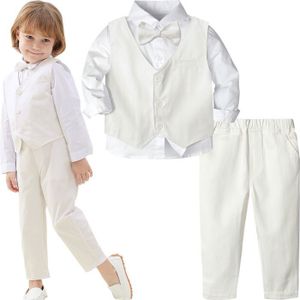 COSTUME - TAILLEUR MINTGREEN Costume Bébé Garçon Baptême Pâques Église Vêtements Mariage Blanc 3pcs