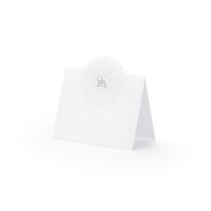 MARQUE-PLACE  Lot de 10 marque-place Blanc IHS argent 8 x 8 cm