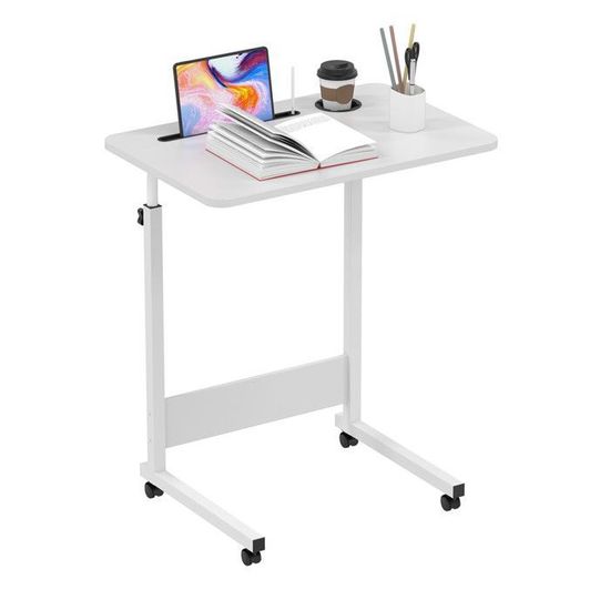 Table De Lit Roulante Réglable - Bureau Portable Pour Ordinateur - Hauteur 65-95 Cm, Longueur 115-210 Cm - Blanc, Noir, Bois - 4