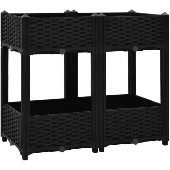 VidaXL Jardinière, Lit Surélevé, Bac à Fleurs, Pot De Plantes Boite A Fleurs Jardin Patio Terrasse Arriere Cour Exterieur Gris Fonce Pp