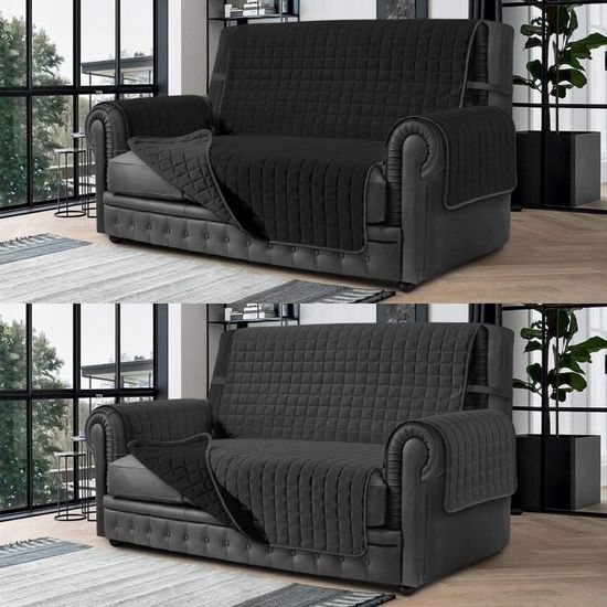 Housse Canapé 3 Places, Impermeable Housse De Canapé Avec Accoudoirs, Universelle Couvre Canapé Antidérapante, Gris Clair - Maison