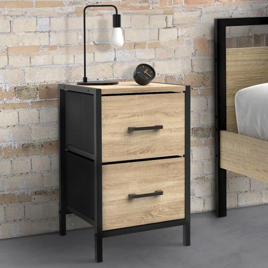 Tables De Chevet Effet Lattes Avec Tiroir Et Niche - UTAH