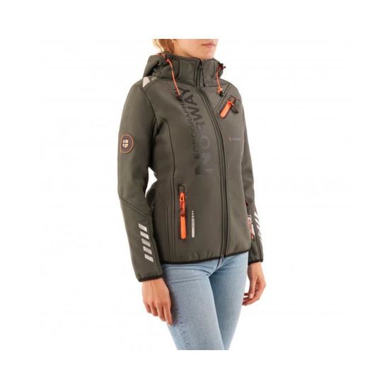 Geographical Norway REINE LADY - Softshelljas voor dames, waterdicht - outdoorjas met capuchon - winddicht - winterproof - geschikt voor outdooractiviteiten - zwart - XXL