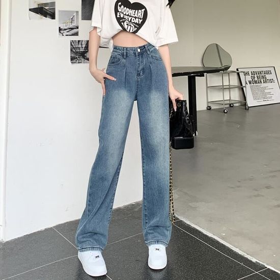 Pantalon Jean Femme NO.44 Taille Haute Coupe Baggy Couleur Blanc Blanc Cdiscount Pret a Porter