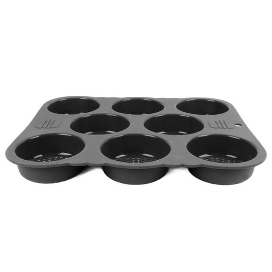 Moule à Pain Burger Silicone 6 Cavités - Pour Buns Ronds 10 Cm - Antiadhésif, Lavable Au Lave-vaisselle - Avec Pinceau - 12
