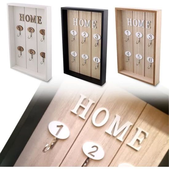 Spotact Boîte à Clés en Bois, Armoire à Clés Murale Rétro avec Porte Magnétique Rangement en Bois Solide Durable avec 6 Crochets Support de Décoration pour la Maison Créative