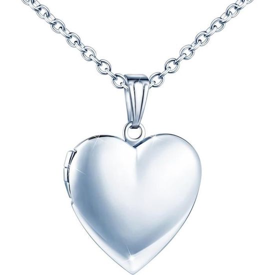 Collier Médaillon Photo Ailes D'ange En Argent 925 - Pendentif Cœur Personnalisable, Cadeau Souvenir Pour Maman Ou épouse