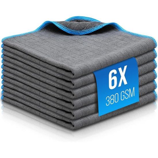 Chiffons Microfibre Voiture BW&HM - Lot De 3 Gris 40x60cm Super Absorbants Pour Detailing