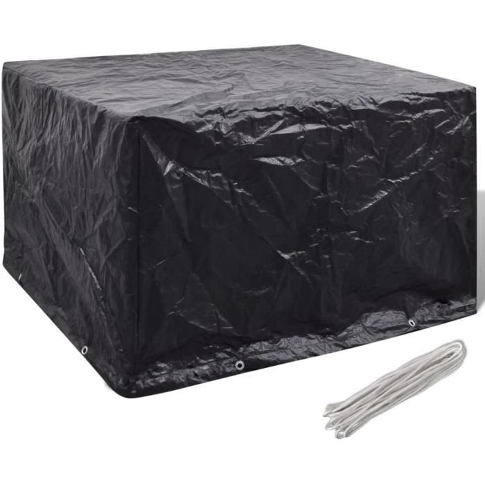 Housse de Protection Mobilier Jardin Résine Tressée | Housse de Salon de Jardin Imperméable 8 œillets 135 x 135 x 90cm Noir[365]