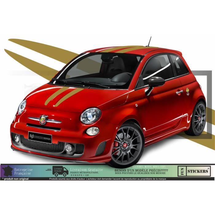 Fiat 500 - OR - Kit complet abarth Capot hayon toit - Tuning Sticker Autocollant Graphic Decals