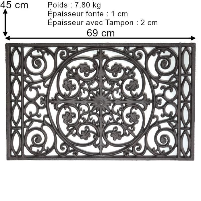 Tapis Fonte Paillasson Fonte Gratte Pied Fonte de Jardin d'Entrée 69 cm x 45 cm et 7.80 kg 10301-Paillasson