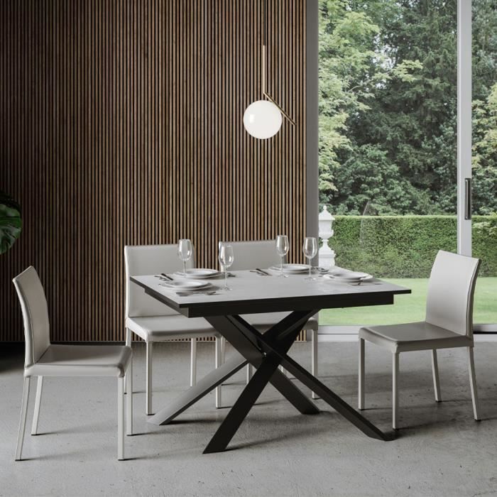 Table extensible 90x120-180cm blanc cuisine salle à manger Ganty White