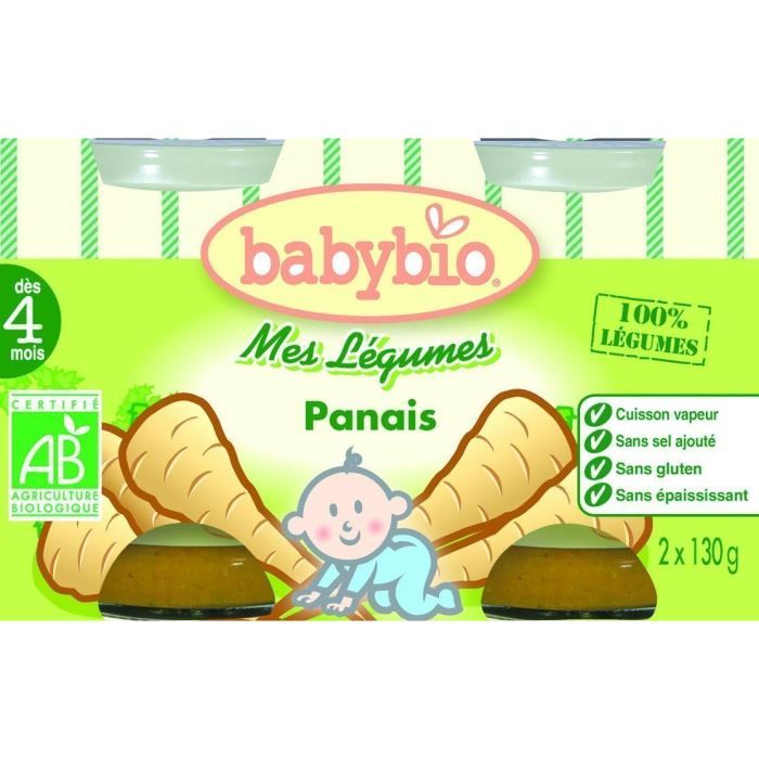 Babybio - Petit Pot Bébé Panais - Bio - 2x130g - Dès 4 mois