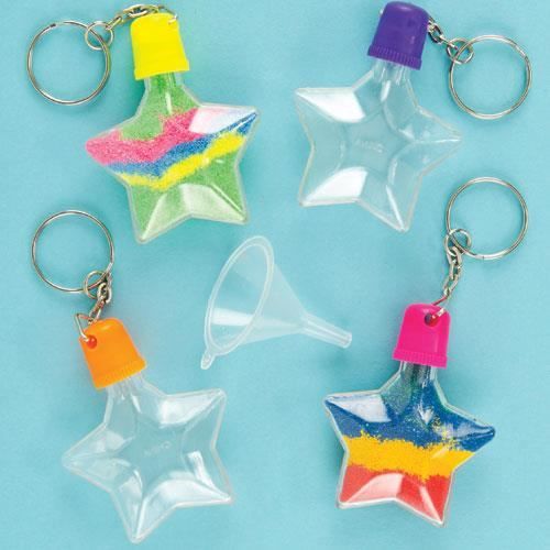 Lot de 5 Porte-Clefs Sable en forme d'Étoile - Création -Sand art- - Idéal pour offrir