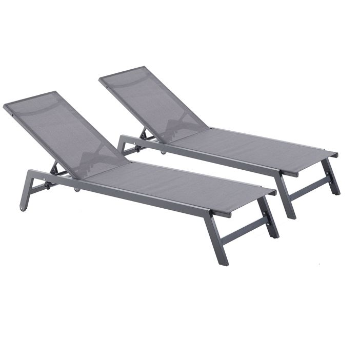 Prato - Lot de 2 transat gris foncé