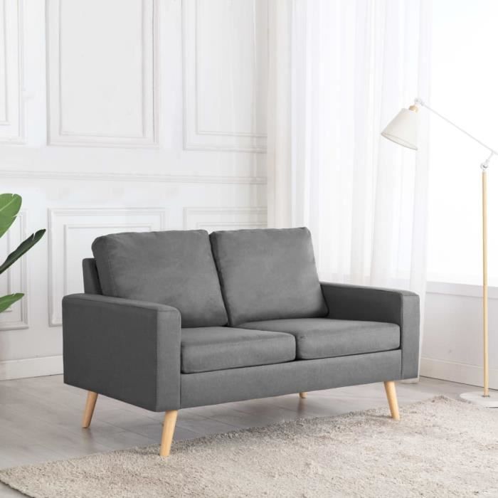FAS Canapé à 2 places Gris clair Tissu