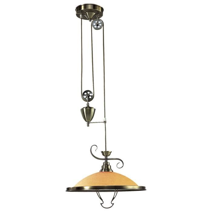 Suspension éclairage lustre plafonnier laiton ancienne hauter réglable vintage