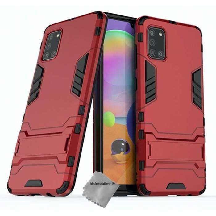 Coque rigide anti choc pour Samsung Galaxy A31 + film ecran - ROUGE