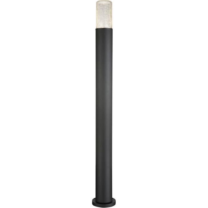 Potelet extérieur Led NINA noir en aluminium et verre craquelé