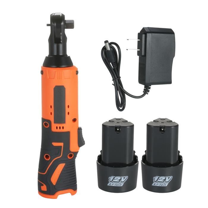KKmoon 12V Clé à choc électrique sans fil outil à cliquet de puissance avec 2 batteries Rechargeables Prise US Rouge