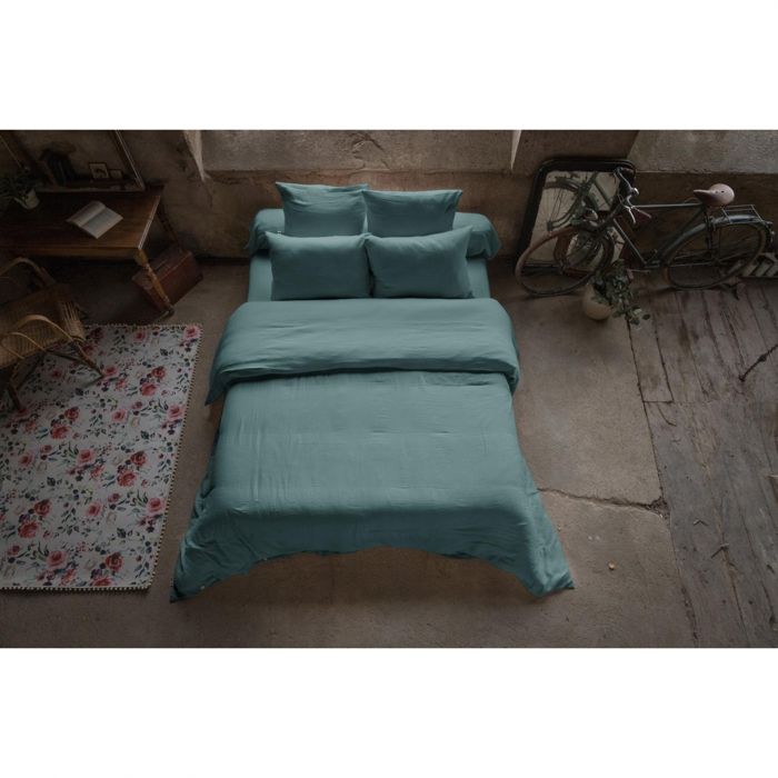 CDaffaires Housse de couette double gaze de coton 260 x 240 cm canard (blue) Bleu