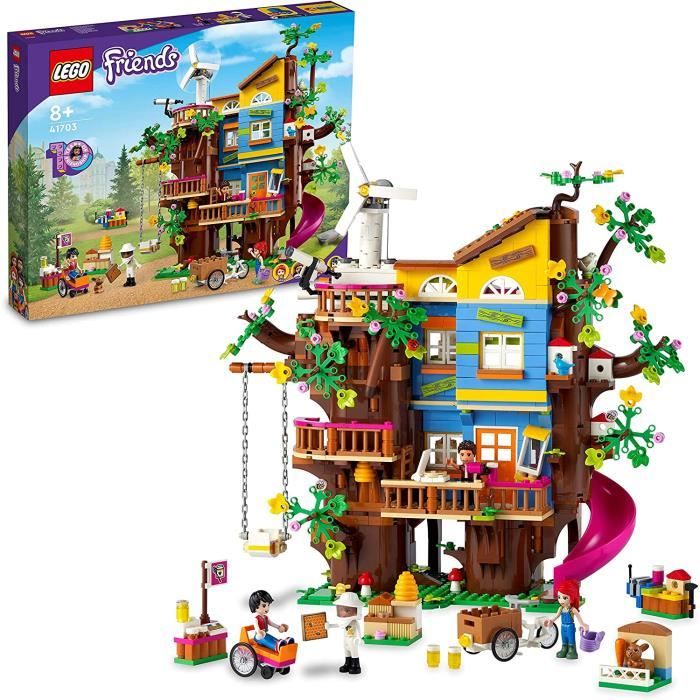 LEGO 41703 Friends La Cabane de lAmitie dans lArbre, Jouet Maison, Set avec Mini-Poupees Mia, avec Toboggan et Balancoire, Ca
