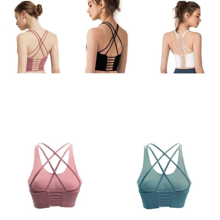 2 pièces Femme Sous vetements Bustier corset pour Jogging Yoga Gym Fitness(Couleurs différentes et Même taille)-S-Noir-Vert