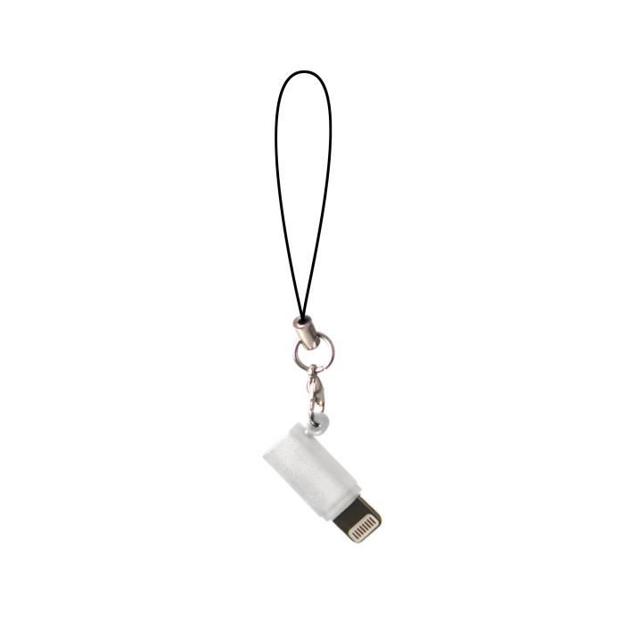 MUVIT Adaptateur Micro USB / Lightning avec attache - Blanc