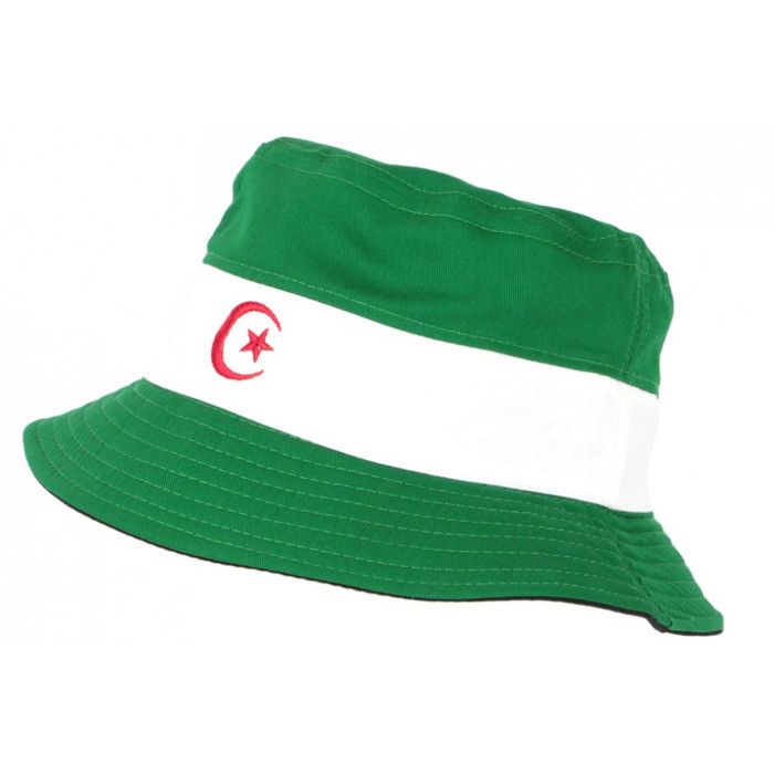 Chapeau Bob Algerie Vert et Blanc Reversible Noir en coton - Taille unique - Vert