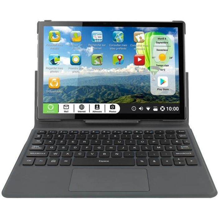 Clavier AZERTY et Trackpad Celia avec Housse Fonction Support Ordissimo - Noir