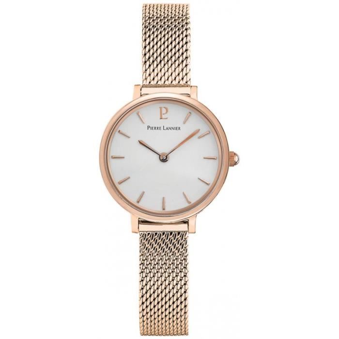 Pierre Lannier Nova Femme 014J928 Acier Milanais Doré Rose boite 26mm