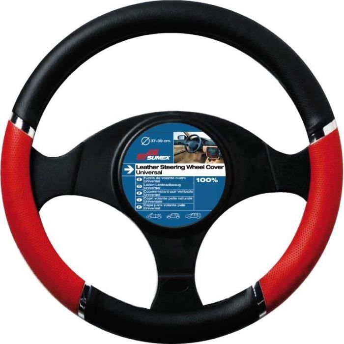 couvre volant SPEED noir/rouge peugeot 206 - diamètre volant 37/39cm -
