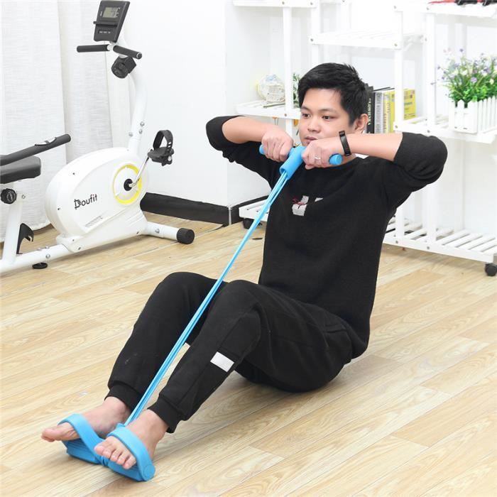 Élastique De résistance appareil de gym pieds jambe fitness exercice Bleu