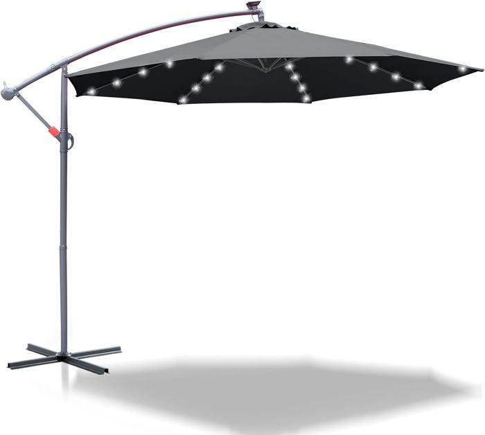 Parasol - TECTAKE - Ombrelle à LED solaire SUNNA avec manivelle et Parasol - TECTAKE - Ombrelle à LED solaire SUNNA avec manivelle et