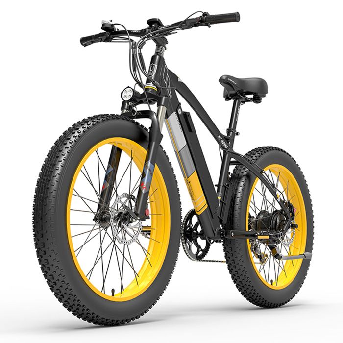LANKELEISI XC4000 Vélo assistance électrique - cadre 18 pouces - roue en aluminium 26 - 48V 17.5AH - 45km/h - jaune - 1000 W